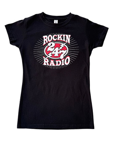 Rockin 24/7 Radio Red &White T-shit - Women's