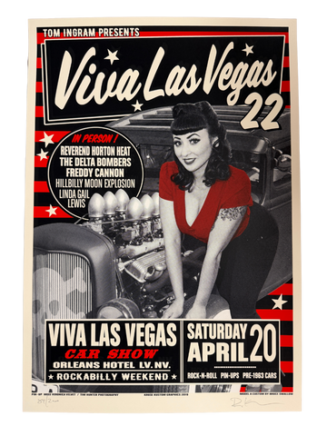 VLV22  Car Show Silk Screen Red Poster